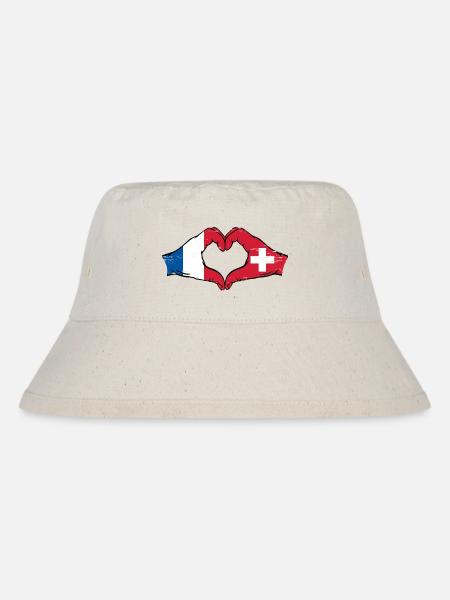 France Suisse Drapeau Mains Coeur Forme Utilisé - Bob recyclé Stanley/Stella - blanc naturel