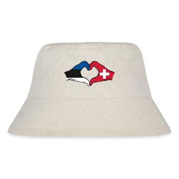 Estland Schweiz Flagge Hände Herzform - Stanley/Stella recycelter Bucket Hat - Naturweiß - Vorne