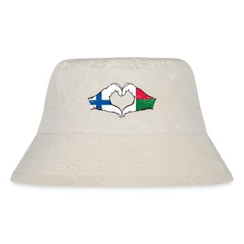 Finnland Madagaskar Flagge Hände Herzform used - Stanley/Stella recycelter Bucket Hat - Naturweiß - Vorne