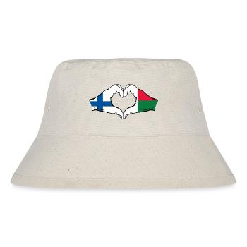 Finnland Madagaskar Flagge Hände Herzform - Stanley/Stella recycelter Bucket Hat - Naturweiß - Vorne