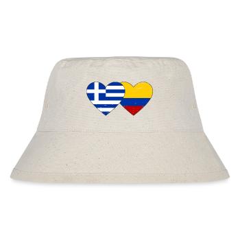 Griechenland Kolumbien Flagge Herz used - Stanley/Stella recycelter Bucket Hat - Naturweiß - Vorne