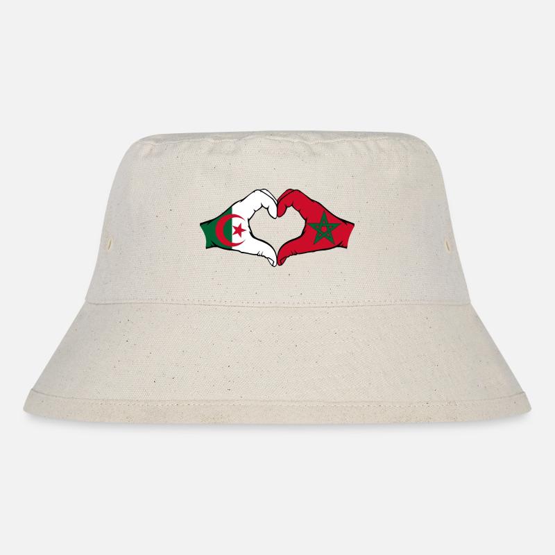 Algérie Maroc Drapeau Mains Coeur Forme - Bob recyclé Stanley/Stella - blanc naturel