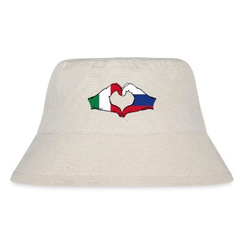 Italy Russia hands heart shape - Stanley/Stella Recycled Bucket Hat - natural - Front