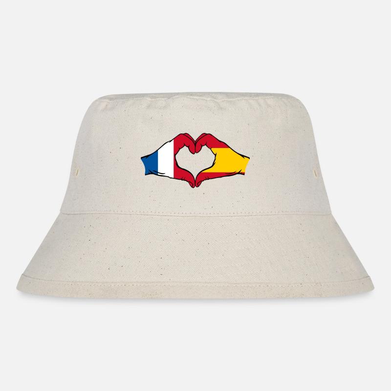 France Espagne mains en forme de cœur - Bob recyclé Stanley/Stella - blanc naturel