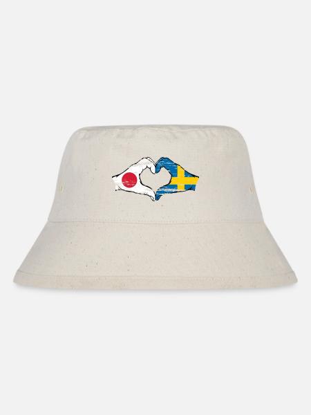Japan Schweden Hände Herzform used - Stanley/Stella recycelter Bucket Hat - Naturweiß