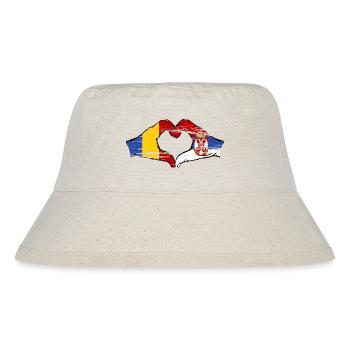 Rumänien Serbien Hände Herzform used - Stanley/Stella recycelter Bucket Hat - Naturweiß - Vorne