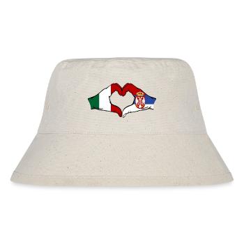 Italy Serbia Hands Heart Shape - Stanley/Stella Recycled Bucket Hat - natural - Front