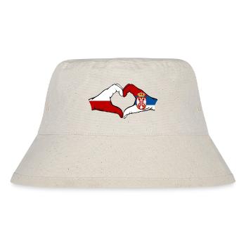 Polen Serbien Flagge Herzform - Stanley/Stella recycelter Bucket Hat - Naturweiß - Vorne