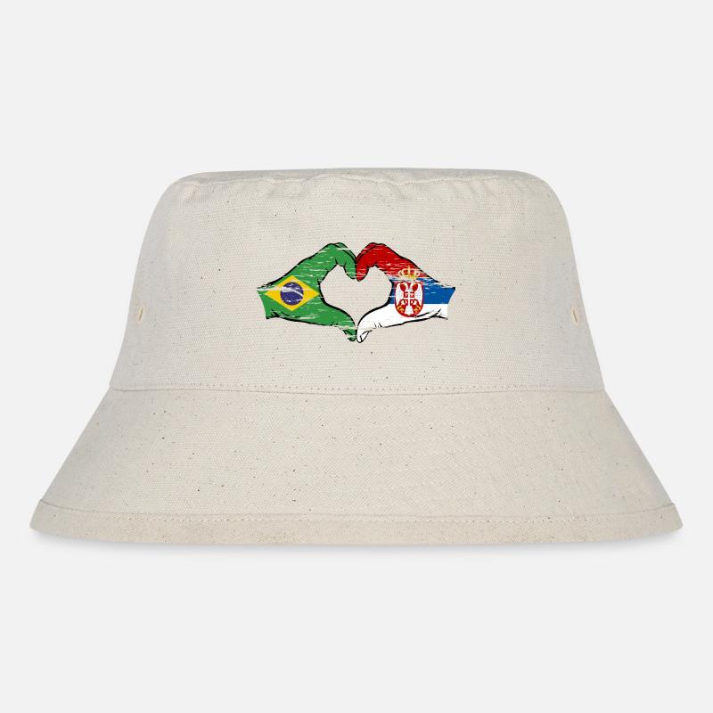 Brésil Serbie drapeau forme de coeur utilisé - Bob recyclé Stanley/Stella - blanc naturel