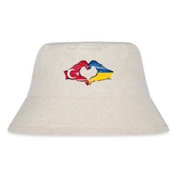 Türkei Ukraine Flagge Herzform used - Stanley/Stella recycelter Bucket Hat - Naturweiß - Vorne