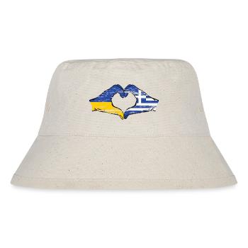 Ukraine Greece Flag Heart Shape Used - Stanley/Stella Recycled Bucket Hat - natural - Front