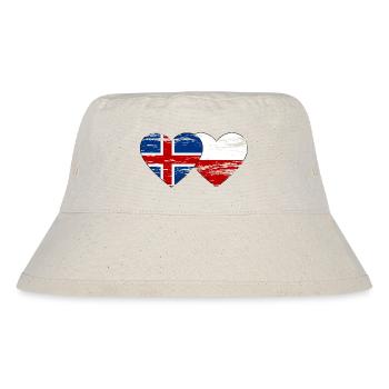 Iceland Poland flag heart used - Stanley/Stella Recycled Bucket Hat - natural - Front