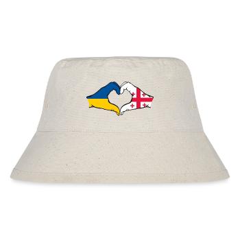 Ukraine Georgia Flag Hands Heart Shape - Stanley/Stella Recycled Bucket Hat - natural - Front