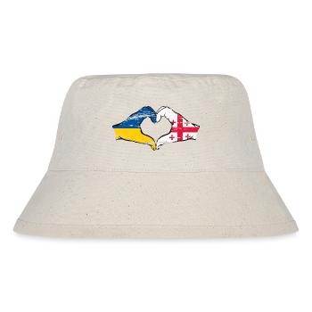 Ukraine Georgia flag hands heart shape used - Stanley/Stella Recycled Bucket Hat - natural - Front