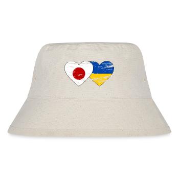 Japan Ukraine flag heart used - Stanley/Stella Recycled Bucket Hat - natural - Front