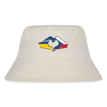 Ukraine Tschechien Flagge Hände Herzform used - Stanley/Stella recycelter Bucket Hat - Naturweiß - Vorne