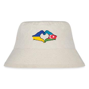 Ukraine Azerbaijan Flag Hands Heart Shape - Stanley/Stella Recycled Bucket Hat - natural - Front