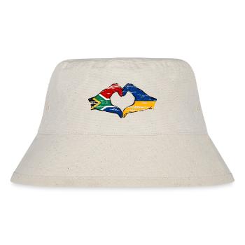 Südafrika Ukraine Flagge Hände Herzform used - Stanley/Stella recycelter Bucket Hat - Naturweiß - Vorne