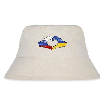 Slowenien Ukraine Flagge Hände Herzform used - Stanley/Stella recycelter Bucket Hat - Naturweiß - Vorne
