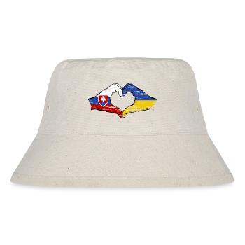 Slovakia Ukraine flag hands heart shape used - Stanley/Stella Recycled Bucket Hat - natural - Front