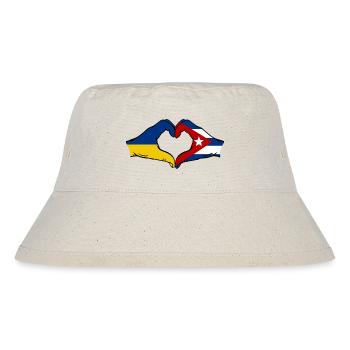 Ukraine Cuba Flag Hands Heart Shape - Stanley/Stella Recycled Bucket Hat - natural - Front