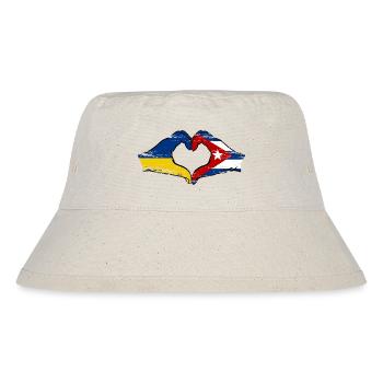 Ukraine Cuba Flag Hands Heart Shape Used - Stanley/Stella Recycled Bucket Hat - natural - Front