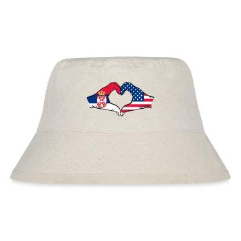 Serbia USA Flag Hands Heart Shape - Stanley/Stella Recycled Bucket Hat - natural - Front