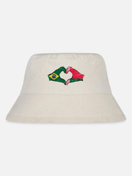 Brésil Biélorussie drapeau mains forme de coeur utilisé - Bob recyclé Stanley/Stella - blanc naturel