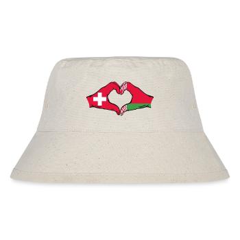 Suisse Biélorussie Drapeau Mains Coeur Forme - Bob recyclé Stanley/Stella - blanc naturel - Devant