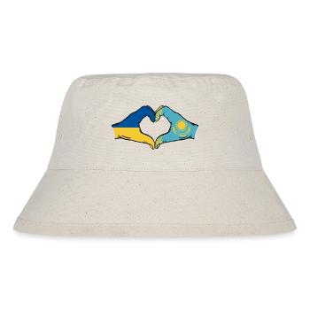 Ukraine Kazakhstan Flag Hands Heart Shape - Stanley/Stella Recycled Bucket Hat - natural - Front