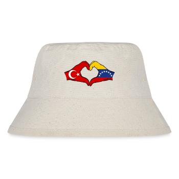 Türkiye Venezuela Flag Hands Heart Shape - Stanley/Stella Recycled Bucket Hat - natural - Front