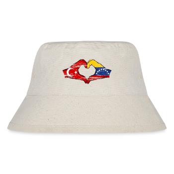 Türkiye Venezuela Flag Hands Heart Shape used - Stanley/Stella Recycled Bucket Hat - natural - Front