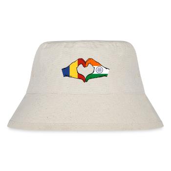 Rumänien Indien Flagge Hände Herzform - Stanley/Stella recycelter Bucket Hat - Naturweiß - Vorne