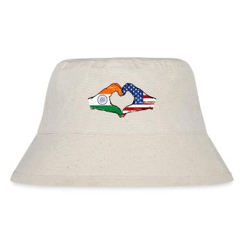 India USA Flag Hands Heart Shape Used - Stanley/Stella Recycled Bucket Hat - natural - Front
