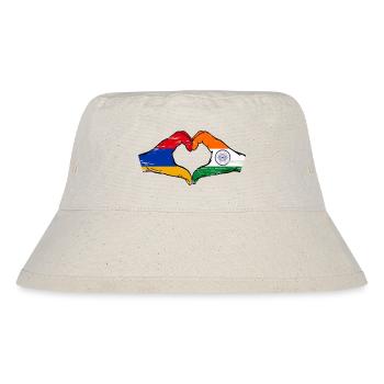 Armenien Indien Flagge Hände Herzform used - Stanley/Stella recycelter Bucket Hat - Naturweiß - Vorne