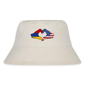 Armenia USA Flag Hands Heart Shape - Stanley/Stella Recycled Bucket Hat - natural - Front
