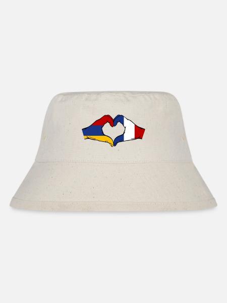 Armenien Frankreich Flagge Hände Herzform - Stanley/Stella recycelter Bucket Hat - Naturweiß