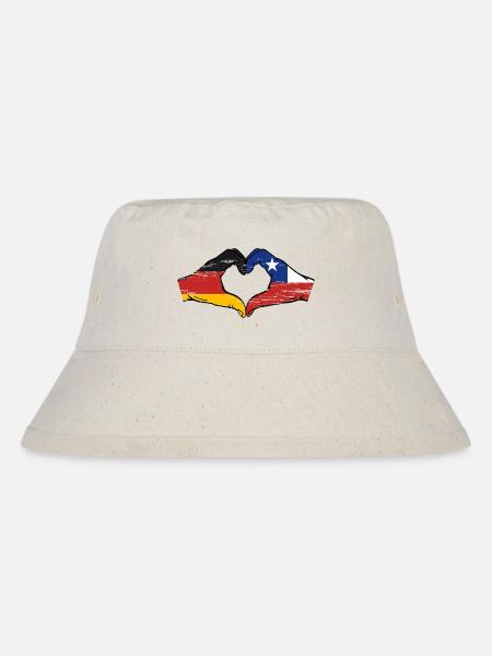 Deutschland Chile Flagge Hände Herzform used - Stanley/Stella recycelter Bucket Hat - Naturweiß