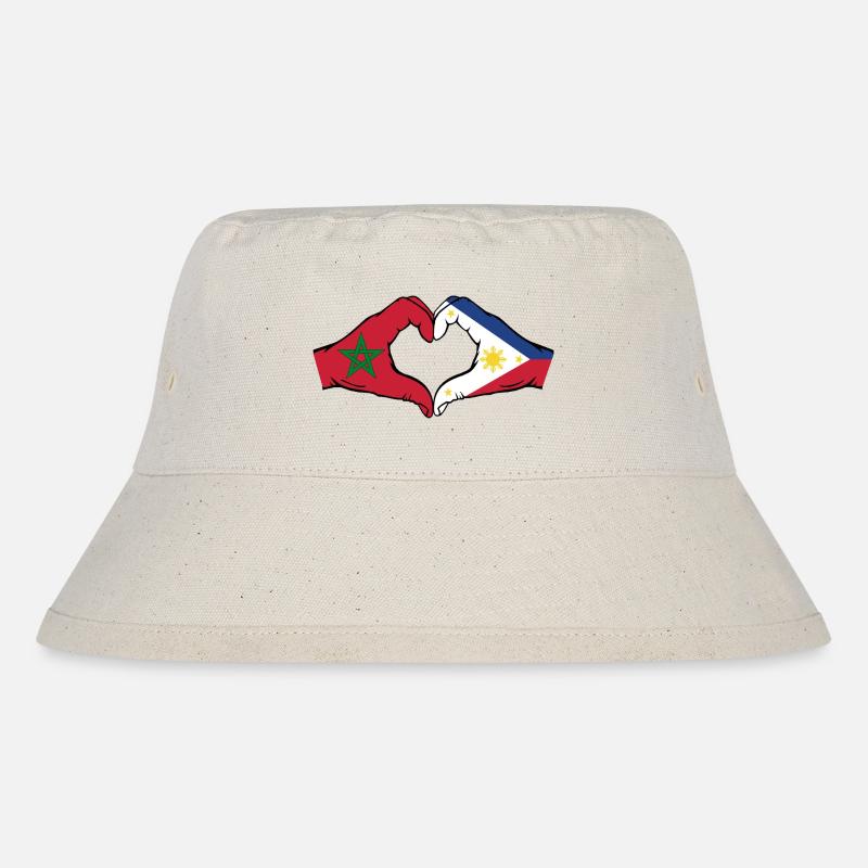 Maroc Philippines Drapeau Mains Coeur Forme - Bob recyclé Stanley/Stella - blanc naturel