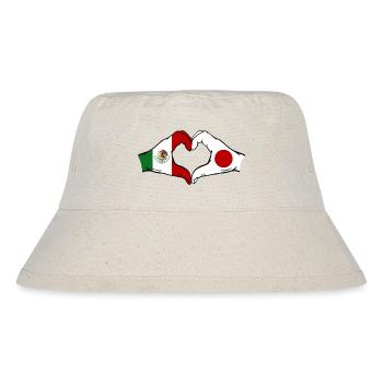 Mexico Japan Flag Hands Heart Shape - Stanley/Stella Recycled Bucket Hat - natural - Front
