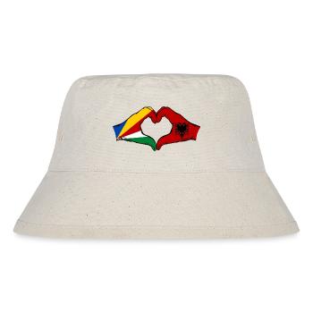 Seychelles Albanie Drapeau Mains Coeur Forme - Bob recyclé Stanley/Stella - blanc naturel - Devant