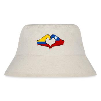 Colombia Taiwan Flag Hands Heart Shape - Stanley/Stella Recycled Bucket Hat - natural - Front