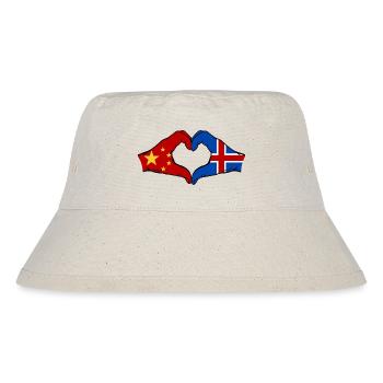 China Island Flagge Hände Herzform - Stanley/Stella recycelter Bucket Hat - Naturweiß - Vorne