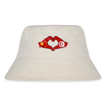 China Tunesien Flagge Hände Herzform used - Stanley/Stella recycelter Bucket Hat - Naturweiß - Vorne