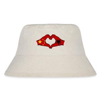 China Albanien Flagge Hände Herzform - Stanley/Stella recycelter Bucket Hat - Naturweiß - Vorne
