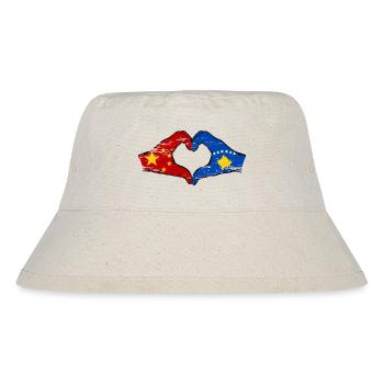 China Kosovo Flagge Hände Herzform used - Stanley/Stella recycelter Bucket Hat - Naturweiß - Vorne