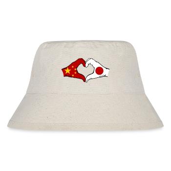 China Japan Flagge Hände Herzform - Stanley/Stella recycelter Bucket Hat - Naturweiß - Vorne