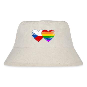 Tschechien Regenbogen Flagge Herz used - Stanley/Stella recycelter Bucket Hat - Naturweiß - Vorne
