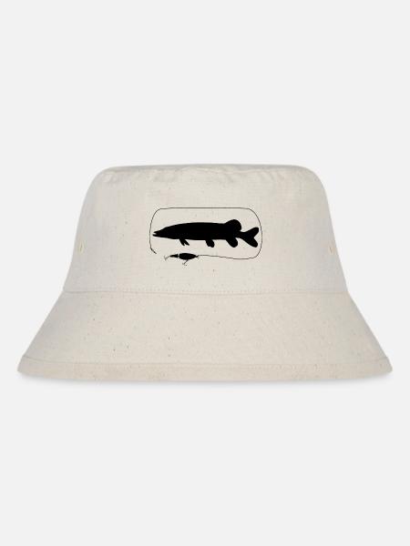 Hecht mit Wobbler - Stanley/Stella recycelter Bucket Hat - Naturweiß