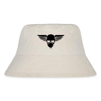 Motorradhelm mit Flügel, Bikerhelm und Bikerbrille - Stanley/Stella recycelter Bucket Hat - Naturweiß - Vorne